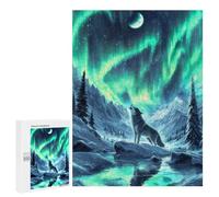 Adults Puzzles 500 PCS Jigsaws Nordic Wolf Aurora Borealis Puzzle for Adults Toy Wall Decor Stress Reliever Difficult And Challenge 500 PCS