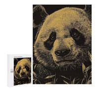 Adults Puzzles 500 PCS Jigsaws Panda Portrait in Gold And Black Puzzle for Adults Brain Teaser Game Analysis And Logic Parent-child Interaction 500 PCS