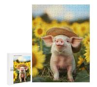 Adults Puzzles 500 PCS Jigsaws Piglet in Sunflower Field Puzzle for Adults Brain Teaser Game Analysis And Logic Parent-child Interaction 500 PCS