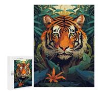 Adults Puzzles 500 PCS Jigsaws Powerful Tiger Pixel Art Puzzle for Adults Brain Teaser Game Analysis And Logic Parent-child Interaction 500 PCS