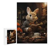 Adults Puzzles 500 PCS Jigsaws Rabbit Drinking Tea Teenagers Puzzles Hands-on Game Hand Speed Race Parent-child Interaction 500 PCS