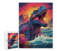 Adults Puzzles 500 PCS Jigsaws Raging Dinosaur Sunset Jigsaw for Adults Toy Wall Decor Perfect Decoration Parent-child Interaction 500 PCS