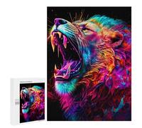 Adults Puzzles 500 PCS Jigsaws Rainbow Roaring Lion Jigsaw for Adults Toy Wall Decor Perfect Decoration Parent-child Interaction 500 PCS