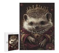 Adults Puzzles 500 PCS Jigsaws Royal Hedgehog Portrait Jigsaw Puzzles for Teenagers Precision Cutting Parent-child Interaction Beautiful Design Game 500 PCS
