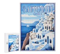 Adults Puzzles 500 PCS Jigsaws Santorini Greece Retro Poster Jigsaw Puzzle Family Games Enhance Memory Unique Gifts for Birthday And Christmas 500 PCS