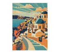 Adults Puzzles 500 PCS Jigsaws Santorini Sunset Puzzle for Adults Family Games Staycation Kill Time for Is Ideal As A Gift 500 PCS