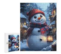 Adults Puzzles 500 PCS Jigsaws Smiling Snowman with Lantern Christmas Jigsaw for Adults Anti-Stress Toys But Fun And Humorous Parent-child Interaction 500 PCS