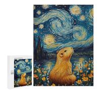 Adults Puzzles 500 PCS Jigsaws Starry Night Capybara Jigsaw Puzzles for Teenagers Precision Cutting Parent-child Interaction Beautiful Design Game 500 PCS