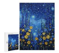 Adults Puzzles 500 PCS Jigsaws Starry Night Flowers Canvas Print -1 Jigsaw Puzzles for Teenagers Precision Cutting Parent-child Interaction Beautiful Design Game 500 PCS