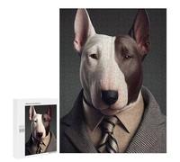 Adults Puzzles 500 PCS Jigsaws Stylish Bull Terrier in Suit Jigsaw for Adults Toy Wall Decor Perfect Decoration Parent-child Interaction 500 PCS
