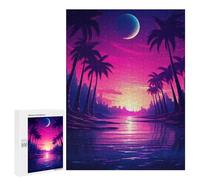 Adults Puzzles 500 PCS Jigsaws Synthwave Sunset Sway Jigsaw for Adults Anti-Stress Toys But Fun And Humorous Parent-child Interaction 500 PCS