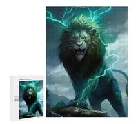 Adults Puzzles 500 PCS Jigsaws Thundering Lion Majesty Puzzle for Adults Brain Teaser Game Analysis And Logic Parent-child Interaction 500 PCS