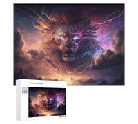 Adults Puzzles 500 PCS Jigsaws Thundering Lion Storm Jigsaw Puzzle Brain Teaser Game A Work of Art Birthday And Unique Gifts 500 PCS