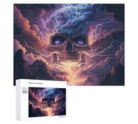 Adults Puzzles 500 PCS Jigsaws Thundering Skull Epic Fantasy Artwork Jigsaw Puzzle Brain Teaser Game A Work of Art Birthday And Unique Gifts 500 PCS