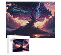 Adults Puzzles 500 PCS Jigsaws Thunderstorm Tree Landscape -3 Jigsaw Puzzle Brain Teaser Game A Work of Art Birthday And Unique Gifts 500 PCS