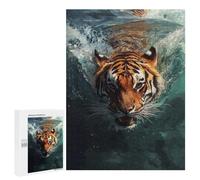 Adults Puzzles 500 PCS Jigsaws Tiger Swimming Underwater Puzzle for Adults Brain Teaser Game Analysis And Logic Parent-child Interaction 500 PCS