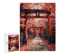 Adults Puzzles 500 PCS Jigsaws Torii Under Cherry Blossom Puzzle for Adults Brain Teaser Game Analysis And Logic Parent-child Interaction 500 PCS