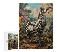 Adults Puzzles 500 PCS Jigsaws Tropical Zebra Jungle Scene Jigsaw Puzzles for Teenagers Precision Cutting Parent-child Interaction Beautiful Design Game 500 PCS