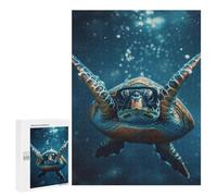 Adults Puzzles 500 PCS Jigsaws Turtle Diving Blue Ocean Teenagers Puzzles Hands-on Game Hand Speed Race Parent-child Interaction 500 PCS