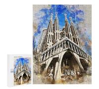 Adults Puzzles 500 PCS Jigsaws Watercolor Sagrada Familia Puzzle for Adults Brain Teaser Game Analysis And Logic Parent-child Interaction 500 PCS