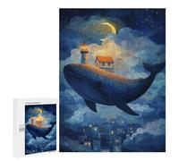 Adults Puzzles 500 PCS Jigsaws Whale Island Dreamscape Puzzle for Adults Toy Wall Decor Stress Reliever Difficult And Challenge 500 PCS
