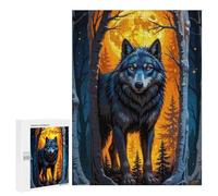 Adults Puzzles 500 PCS Jigsaws Wolf Forest Full Moon Puzzle for Adults Toy Wall Decor Stress Reliever Difficult And Challenge 500 PCS