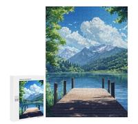 Adults Puzzles 500 PCS Jigsaws Wooden Dock on The Lake Puzzle for Adults Brain Teaser Game Analysis And Logic Parent-child Interaction 500 PCS