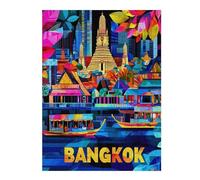 Adults Puzzles 52x38cm/1000pcs Jigsaws Colorful Bangkok Cityscape Vibrant Skyline Puzzle for Adults Family Games Staycation Kill Time for Is Ideal As A Gift 52x38cm/1000pcs
