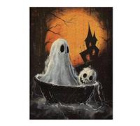 Adults Puzzles 52x38cm/1000pcs Jigsaws Spooky Halloween Ghost And Pumpkin Illustration Puzzle for Adults Family Games Staycation Kill Time for Is Ideal As A Gift 52x38cm/1000pcs