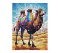 Adults Puzzles 52x38cm/1000pcs Jigsaws Stained Glass Camel in Desert Landscape Puzzle for Adults Family Games Staycation Kill Time for Is Ideal As A Gift 52x38cm/1000pcs