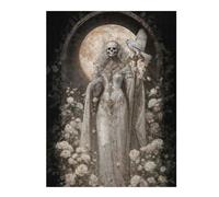 Adults Puzzles 52x38cm/1000pcs Jigsaws White Santa Muerte with Owl And Roses Jigsaw for Adults DIY Toys Home Decoration Unique Gifts for Birthday And Christmas 52x38cm/1000pcs