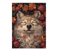 Adults Puzzles 52x38cm/1000pcsJigsaws Sleeping Wolf in Autumn Adult Jigsaw Puzzle DIY Toys But Fun And Humorous Parent-child Interaction 52x38cm/1000pcs