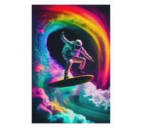 Adults Puzzles 75x50cm/1000pcs Jigsaws Astronaut Surfing Rainbow Wave -2 Teenagers Puzzles Hands-on Game Perfect Decoration Birthday And Unique Gifts 75x50cm/1000pcs