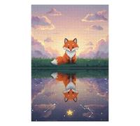 Adults Puzzles 75x50cm/1000pcs Jigsaws Fox Reflection on Starry Water Puzzle for Adults Family Games Staycation Kill Time for Is Ideal As A Gift 75x50cm/1000pcs