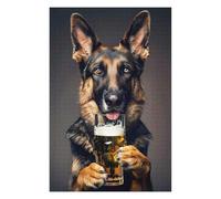 Adults Puzzles 75x50cm/1000pcs Jigsaws German Sheperd Beer Jigsaw for Adults DIY Toys Home Decoration Unique Gifts for Birthday And Christmas 75x50cm/1000pcs