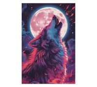 Adults Puzzles 75x50cm/1000pcs Jigsaws Howling Wolf Under Pink Moon Art Jigsaw for Adults DIY Toys Home Decoration Unique Gifts for Birthday And Christmas 75x50cm/1000pcs