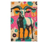 Adults Puzzles 75x50cm/1000pcs Jigsaws Retro Goat Illustration Goat - Rustic Pop Art Charm Jigsaw for Adults DIY Toys Home Decoration Unique Gifts for Birthday And Christmas 75x50cm/1000pcs