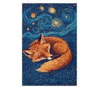 Adults Puzzles 75x50cm/1000pcs Jigsaws Sleeping Fox Under Starry Night Sky Puzzle for Adults Family Games Staycation Kill Time for Is Ideal As A Gift 75x50cm/1000pcs