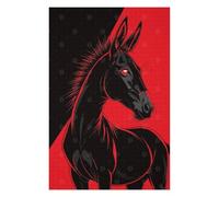 Adults Puzzles 75x50cm/1000pcs Jigsaws Stylized Black Donkey with Red Background Puzzle for Adults Family Games Staycation Kill Time for Is Ideal As A Gift 75x50cm/1000pcs