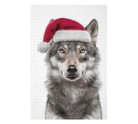 Adults Puzzles 75x50cm/1000pcs Jigsaws Wolf Wearing A Christmas Santa Hat Puzzle for Adults Family Games Staycation Kill Time for Is Ideal As A Gift 75x50cm/1000pcs