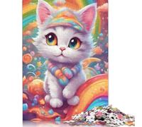 Adults Puzzles Jigsaw 500 Pieces Jigsaw Colorful Cute Cat Puzzle Jigsaw Education Game Toys Family Decoration 500pcs (52x38cm)