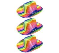 Adults Rainbow Cowboy Hat - Pack of 3 - Muticoloured Cowboy Hat with Adjustable String - Pride Month, Pride Events, Pride Marches Fancy Dress Accessory