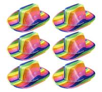 Adults Rainbow Cowboy Hats - Pack of 6 Muticoloured Felt Cowboy Hat with Adjustable String - Pride Month Pride Marches Pride Events Fancy Dress Accessories