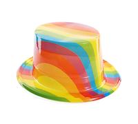 Adults Rainbow Top Hat - Pack of 1 - Multicoloured Plastic Top Hat - Pride Month Fancy Dress Accessory