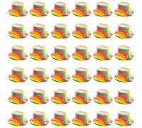 Adults Rainbow Top Hat - Pack of 36 - Multicoloured Plastic Top Hat - Pride Month Fancy Dress Accessory
