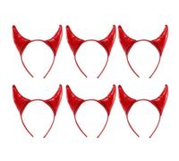 Adults Red Devil Horns Headband - Halloween Fancy Dress Costume Accessory for Demon, Evil, Gothic, Horror, Cosplay & Party Outfits - 6 Pack