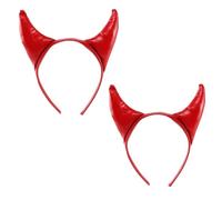 Adults Red Devil Horns Headband - Halloween Fancy Dress Costume Accessory for Demon, Evil, Gothic, Horror, Cosplay & Party Outfits - 2 Pack