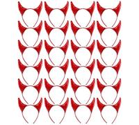 Adults Red Devil Horns Headband - Halloween Fancy Dress Costume Accessory for Demon, Evil, Gothic, Horror, Cosplay & Party Outfits - 24 Pack