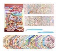 Adults Reusable Sticker Book Crafts: Scene Stickers Books for Adult 3D DIY Miniature 50 Set Building Your Own Cartoon Creative Fun Stickers Travel Activities Kits Gifts for Kids Teenager Women