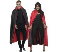 Adults Reversible Cape Mens Ladies Halloween Vampire Witch Fancy Dress Costume